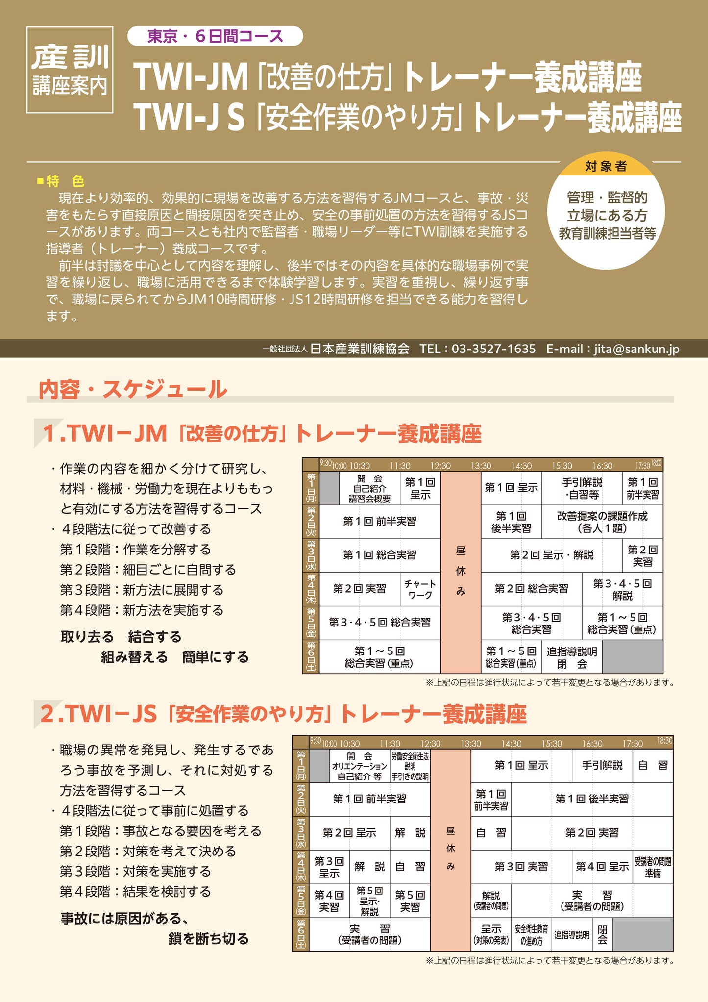 2025年TWI-JST トレーナーコース 東京 6日
